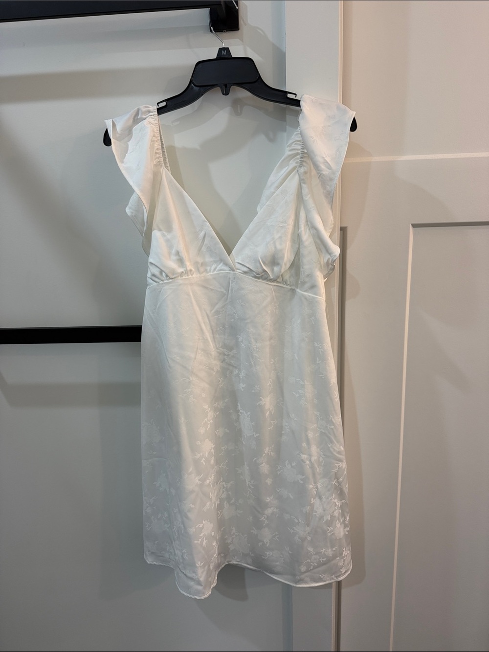 Altar'd State White Satin Floral Mini Dress